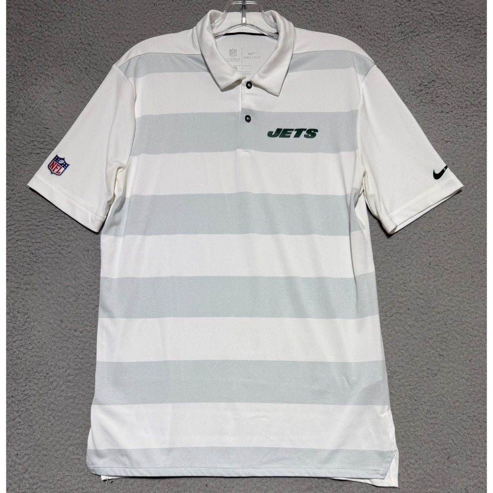 Nike Dri-Fit On Field Apparel New York Jets Striped polo shirt Mens Medium